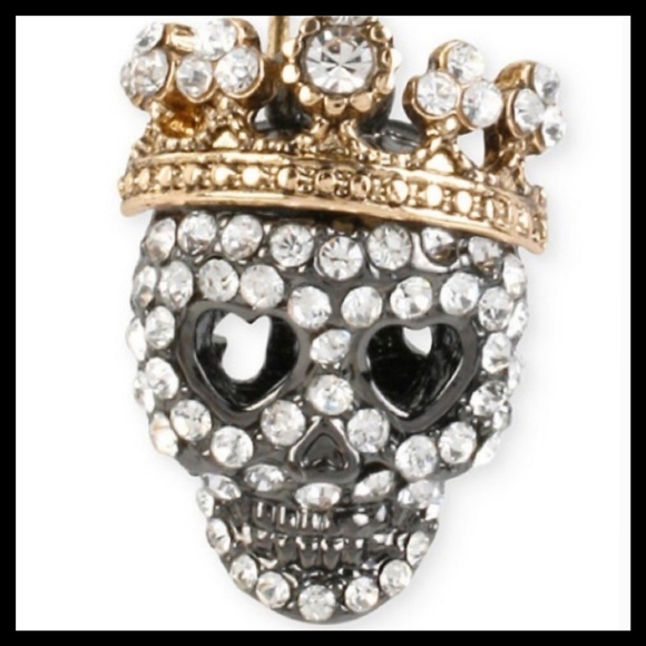 Betsey Johnson Dark Shadows Pave Skull Earrings - Picture 9 of 9